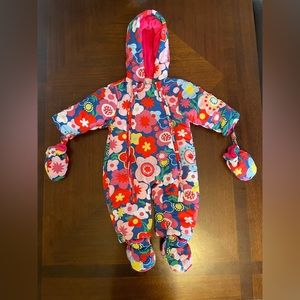 Vine Baby Girl Hooded Romper Snowsuit with Gloves Booties Winter 6-9 Months